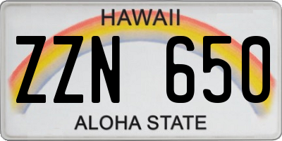 HI license plate ZZN650