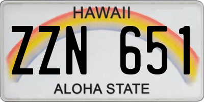 HI license plate ZZN651