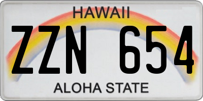 HI license plate ZZN654