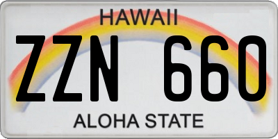 HI license plate ZZN660