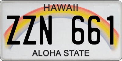 HI license plate ZZN661