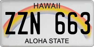 HI license plate ZZN663