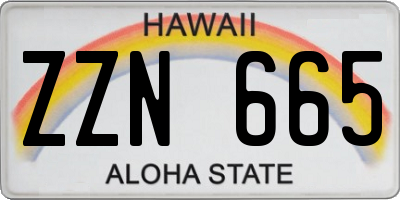 HI license plate ZZN665