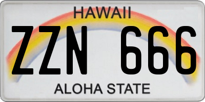 HI license plate ZZN666