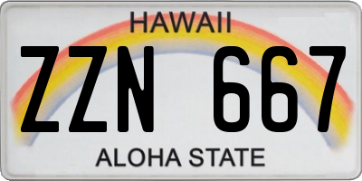 HI license plate ZZN667