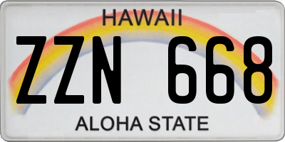 HI license plate ZZN668