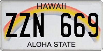 HI license plate ZZN669