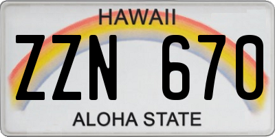 HI license plate ZZN670