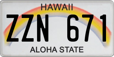 HI license plate ZZN671