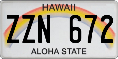 HI license plate ZZN672