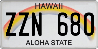 HI license plate ZZN680