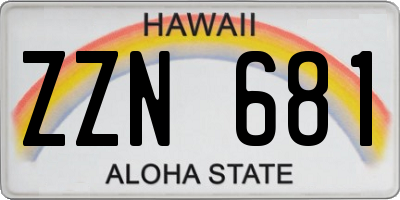 HI license plate ZZN681