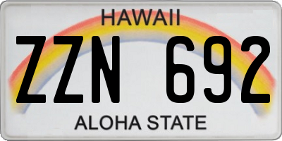 HI license plate ZZN692