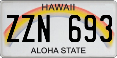 HI license plate ZZN693