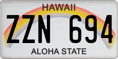 HI license plate ZZN694