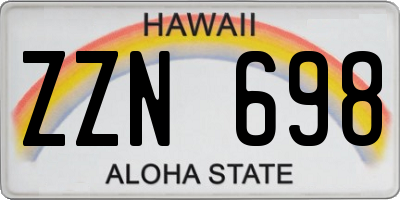 HI license plate ZZN698