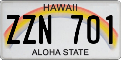 HI license plate ZZN701