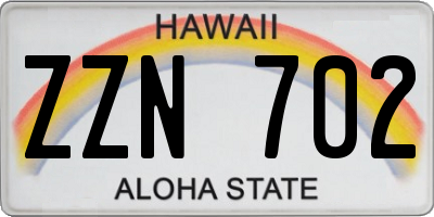 HI license plate ZZN702