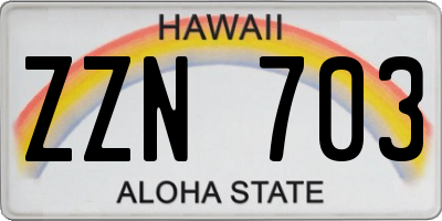 HI license plate ZZN703