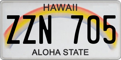 HI license plate ZZN705