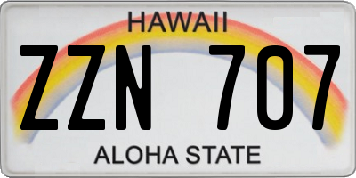 HI license plate ZZN707