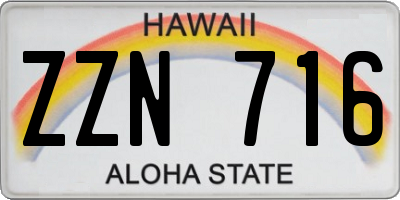 HI license plate ZZN716