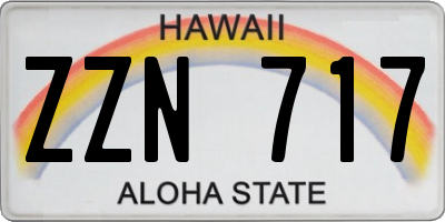 HI license plate ZZN717