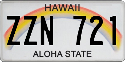 HI license plate ZZN721