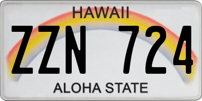 HI license plate ZZN724