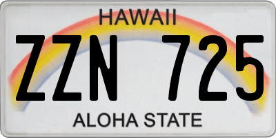 HI license plate ZZN725