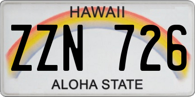 HI license plate ZZN726