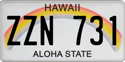 HI license plate ZZN731