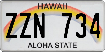 HI license plate ZZN734