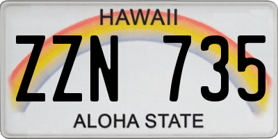 HI license plate ZZN735