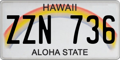 HI license plate ZZN736