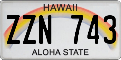 HI license plate ZZN743