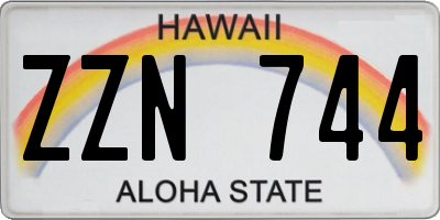 HI license plate ZZN744