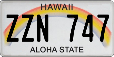 HI license plate ZZN747