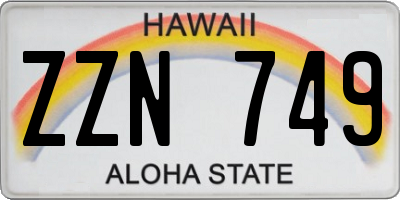 HI license plate ZZN749