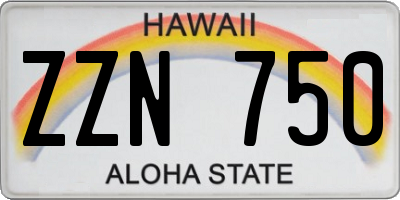 HI license plate ZZN750