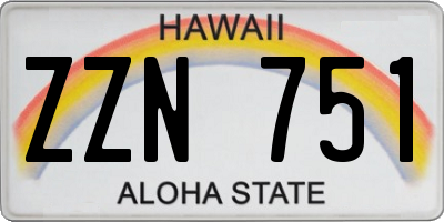 HI license plate ZZN751