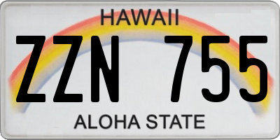 HI license plate ZZN755