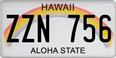 HI license plate ZZN756