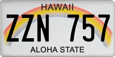 HI license plate ZZN757