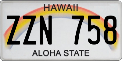 HI license plate ZZN758