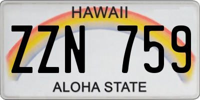 HI license plate ZZN759