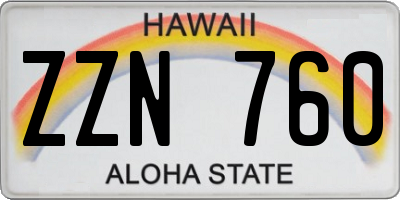 HI license plate ZZN760