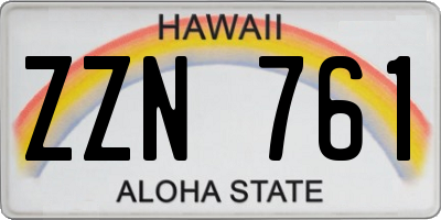 HI license plate ZZN761