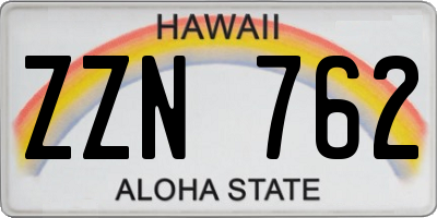 HI license plate ZZN762