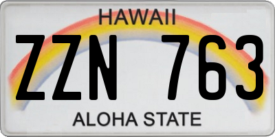 HI license plate ZZN763